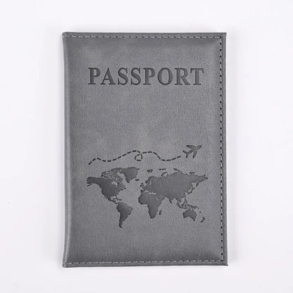 Reddish brown AeroVault passport holder in premium PU leather with embossed world map