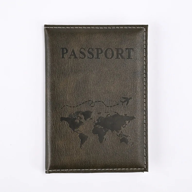 Olive green AeroVault passport cover with embossed map and PASSPORT lettering