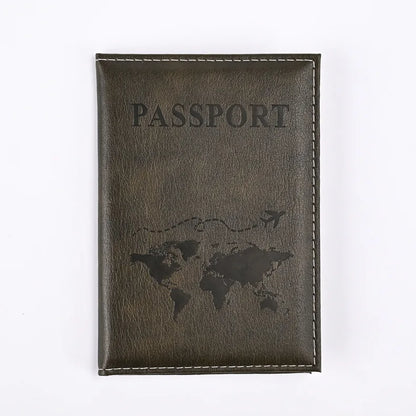 Olive green AeroVault passport cover with embossed map and PASSPORT lettering